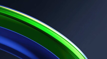 Abstract curved shapes, green & blue, against dark gray background