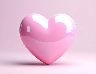 Pink, glossy heart with soft shadows
