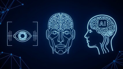 Futuristic digital concept illustrating artificial intelligence biometrics and advanced human machine interface technology