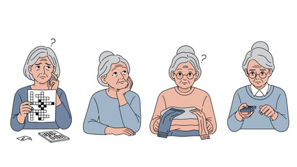 Stages of Memory Loss: Elderly Woman with Dementia Symptoms