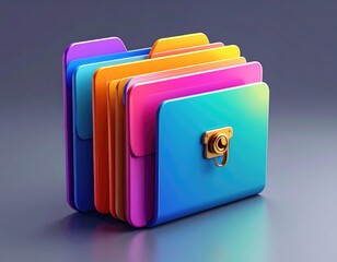 Colorful folders, locked, shiny