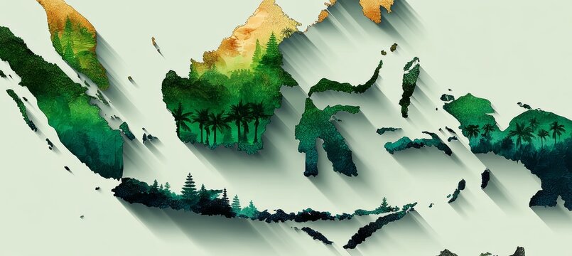 Indonesia, Malaysia, Brunei and Timor Leste maps. Generative AI technology.	
