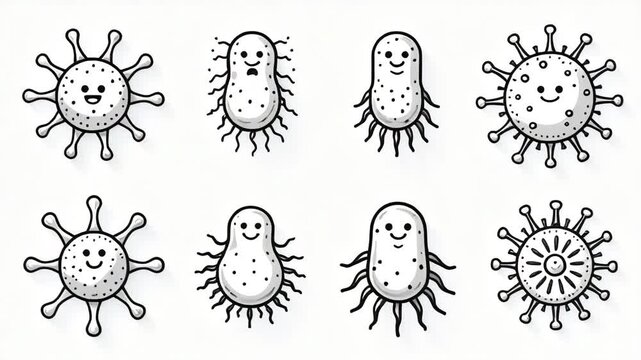 Video A of germs with human-like features