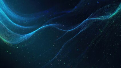 Abstract Blue and Green Wave Background with Dark Space.