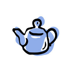 Hand-drawn teapot icon in a minimal ink-and-color style, created for branding, packaging, editorial layouts, cozy scenes and modern graphic design.