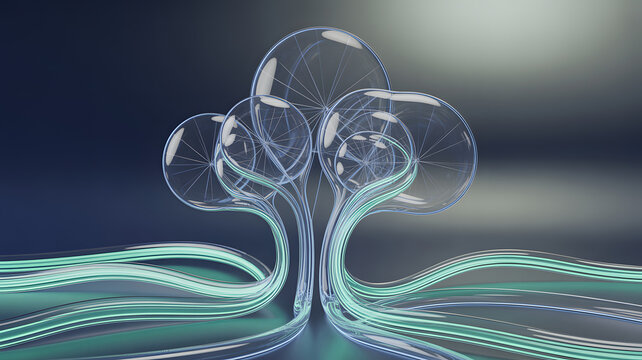 Cloud Computing Abstract representation of a tree formed with circular shapes and flowing lines.