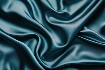 Obraz premium Shimmering dark teal fabric draped artfully with flowing folds and soft, light reflection