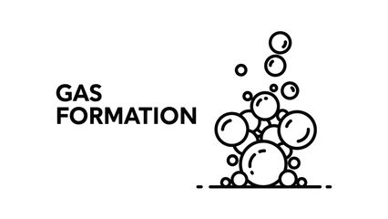 Gas Formation and Bubble Generation Reaction Icon (Outline). Chemical Process and Effervescence Concept.