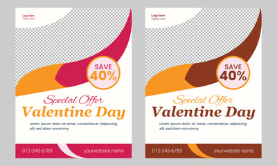 Valentine's Day Sale Flyer or Poster Template Design