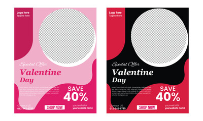 Valentine's Day Sale Flyer or Poster Template Design