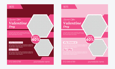 Valentine's Day Sale Flyer or Poster Template Design