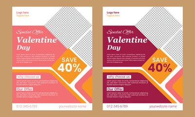 Valentine's Day Sale Flyer or Poster Template Design