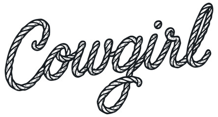 Cowgirl word illustration, text effect vector isolated on transparent background