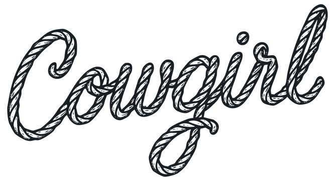Cowgirl word illustration, text effect vector isolated on transparent background
