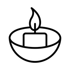 candle line icon in glass bowl, vector illustration, eps10.