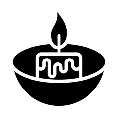 candle line icon in glass bowl, vector illustration, eps10.