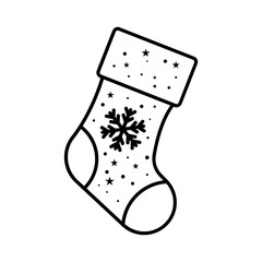 Single Christmas sock icon, holiday and gifts, Christmas sock vector icon set, vector graphics, editable stroke line sign, eps 10.