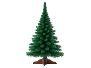 Realistic green christmas tree with present boxes isolated on black transparent background