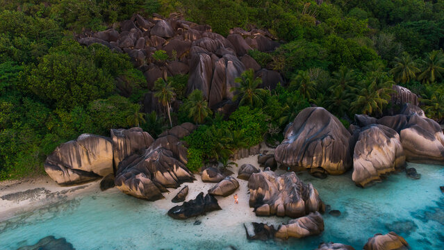 La Digue Seychelles Northeast point of the beach, amazing stone boul