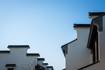 Tranquil Architectural Silhouettes Against a Clear Sky in Morning Light