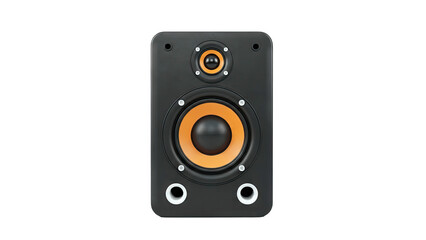 Fototapeta premium Black Speaker with Orange Cone on White Background