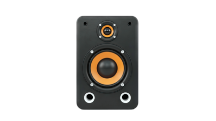 Black Speaker with Orange Cone on White Background