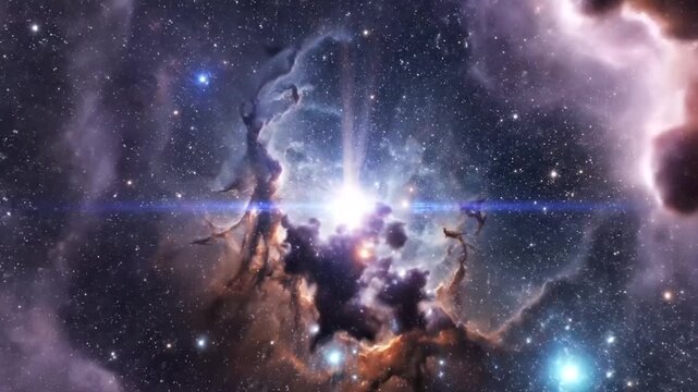 Beautiful Galaxy with Falling Space Objects &ndash; Cinematic Video Illustration