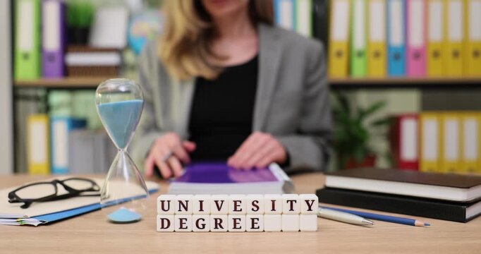 Studying hard with determination and focus in a vibrant study space filled with colorful documents and a ticking hourglass