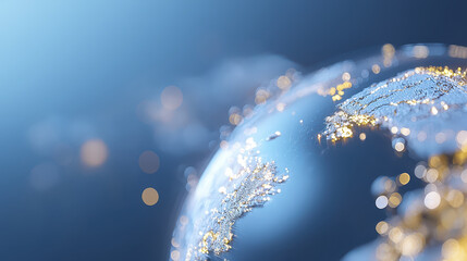 Globe with illuminated cities, blue background, global connectivity, digital world, abstract design, modern technology