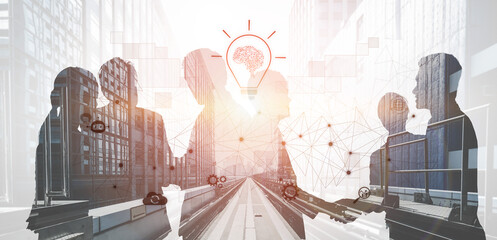 AI innovation with neural network and digital transformation. AI innovation drives automation, powers ideas, AI innovation enhances SEO, and AI innovation enables global connection. Vouch