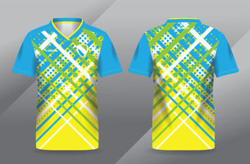 abstract blue green and yellow sport jersey for football and soccer shirt template