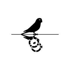Budgie silhouette reflection water ring minimal vector illustration