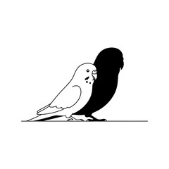 Budgie silhouette shadow cast wall angle vector illustration