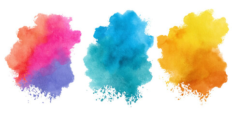 Colorful watercolor background bundle set with vibrant abstract paint texture. premium colorful watercolor background set featuring bright artistic splatter effect.