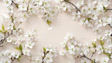 Simple cherry blossoms with pale pink background create serene and delicate atmosphere, perfect for spring themes