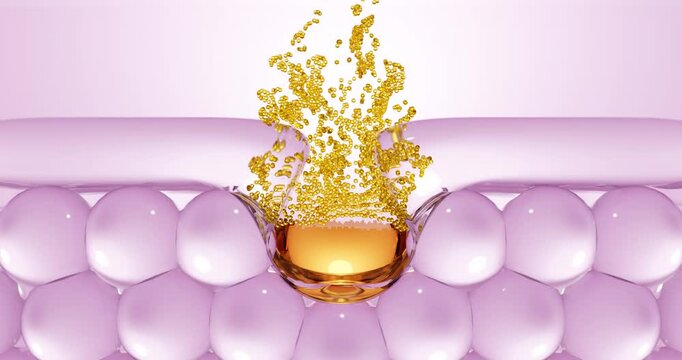 Soft pink pore-refining serum droplet. This gentle formula helps remove excess oil and visibly tighten pores, resulting in a smoother, matte complexion. Ideal for promoting daily skincare, oil control