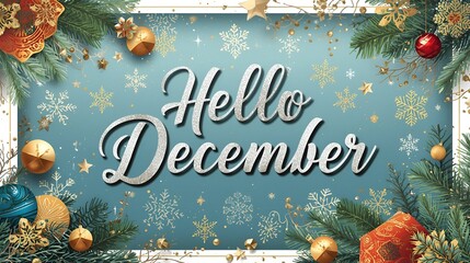 Hello December Frosty Nature Design Card