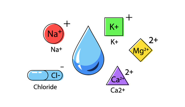 Vector Icons of Important Electrolyte Ions in Water