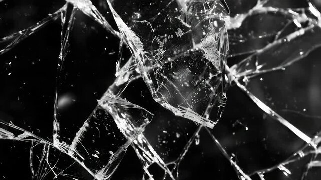 Video A picture of a broken glass window on a black background