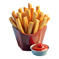 French fries in a red bowl