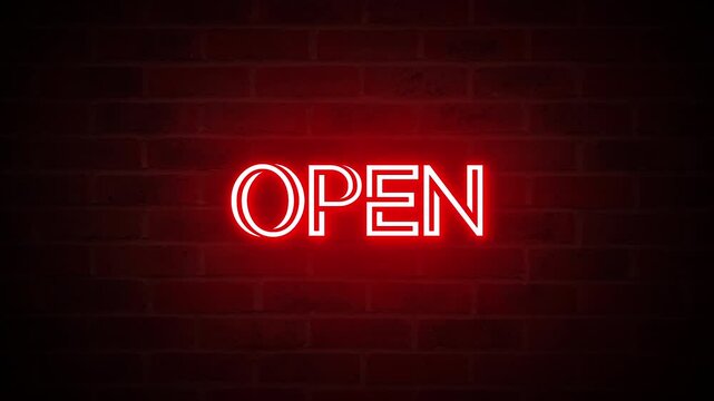 red neon video animation open text. High-quality 4K Videoc