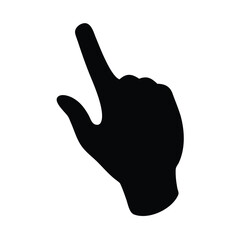Obraz premium A black silhouette of a hand with the index finger pointing upwards on a white background.