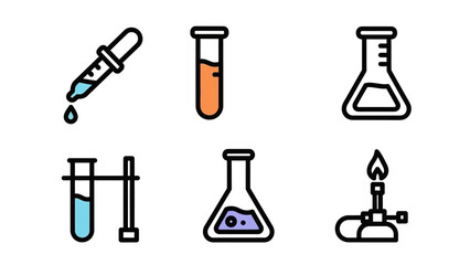 Collection of Chemistry Lab Equipment Illustrations for Scientific Research.