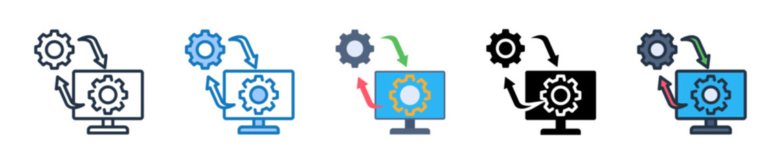 Digital Twin multiple style icons set design vector illustration. 