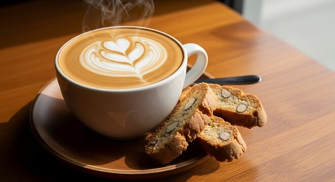 Cappuccino with Biscotti - A Cozy Coffee Break.