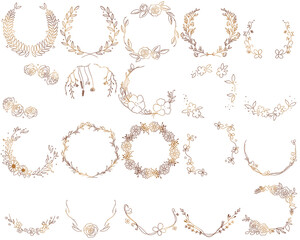 黄金色のアンティークな丸フレーム