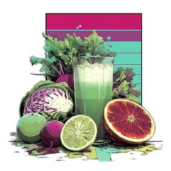 clipart of healthy food style on white background