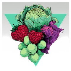 clipart of healthy food style on white background