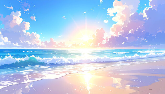 エモい空と海の背景_generated by AI