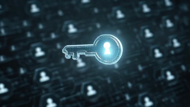 Digital Key Unlocking Cybersecurity Solutions in Modern Technology Environments 4k video footage